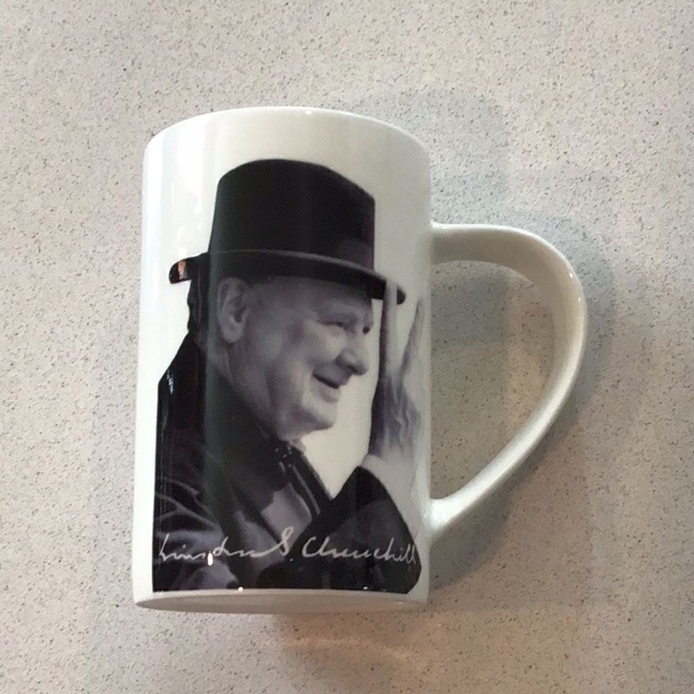 Winston Churchill White Coffee Mug Cup London Pottery Fine China Mug David Burch